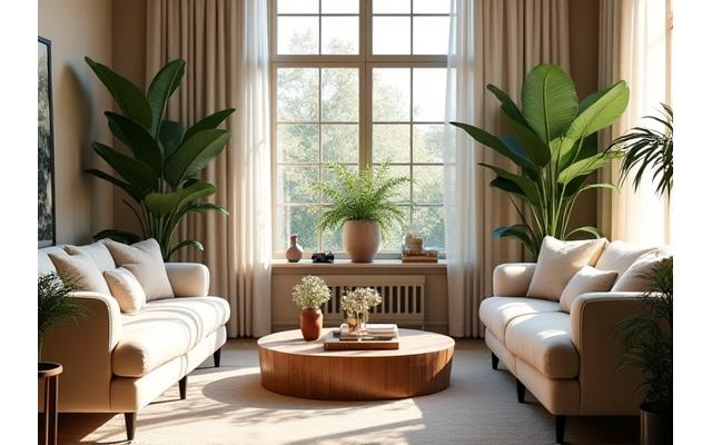 Un elegante salotto progettato con materiali naturali e luce soffusa, che invita alla calma e alla conversazione per Linea Architetto