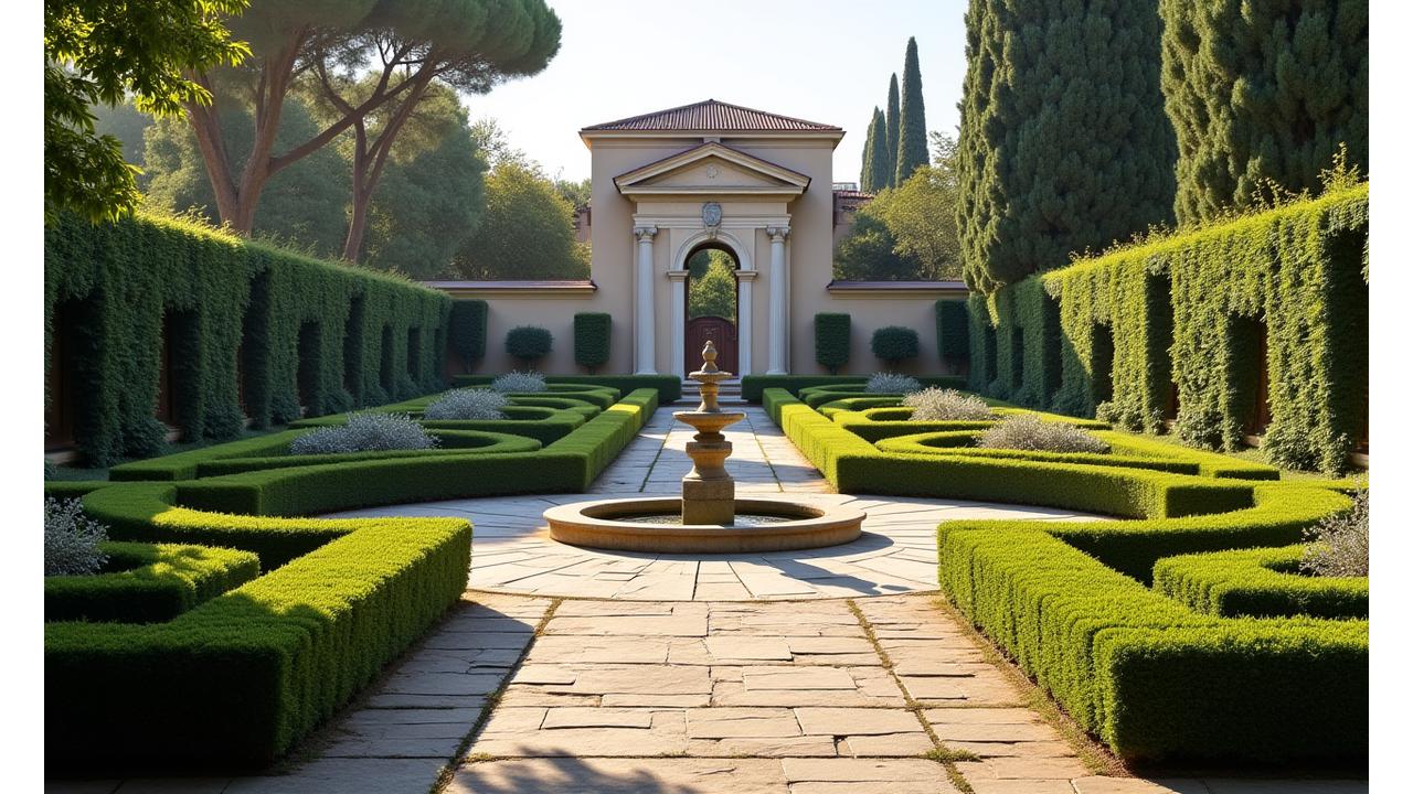 Giardino di una villa storica restaurato