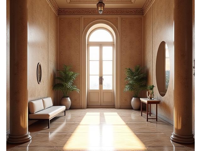 Interno restaurato di un palazzo storico con elementi moderni
